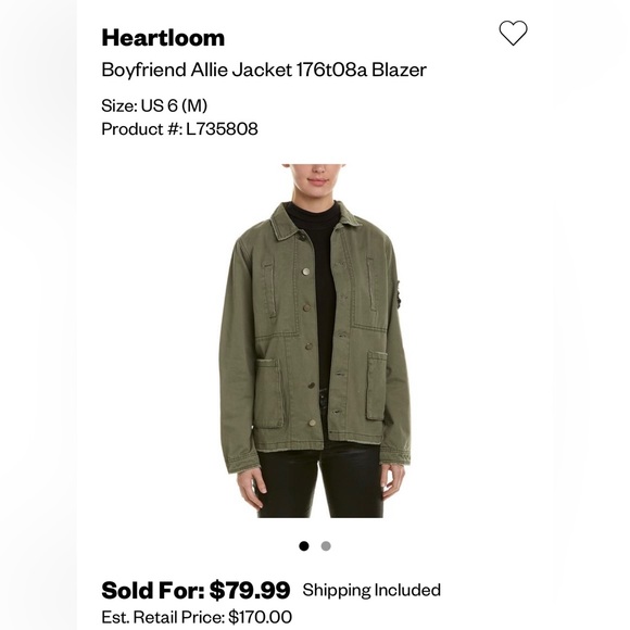 Heartloom - Boyfriend Allie Jacket Blazer/Utility Jacket (Women’s Small) - Picture 3 of 11